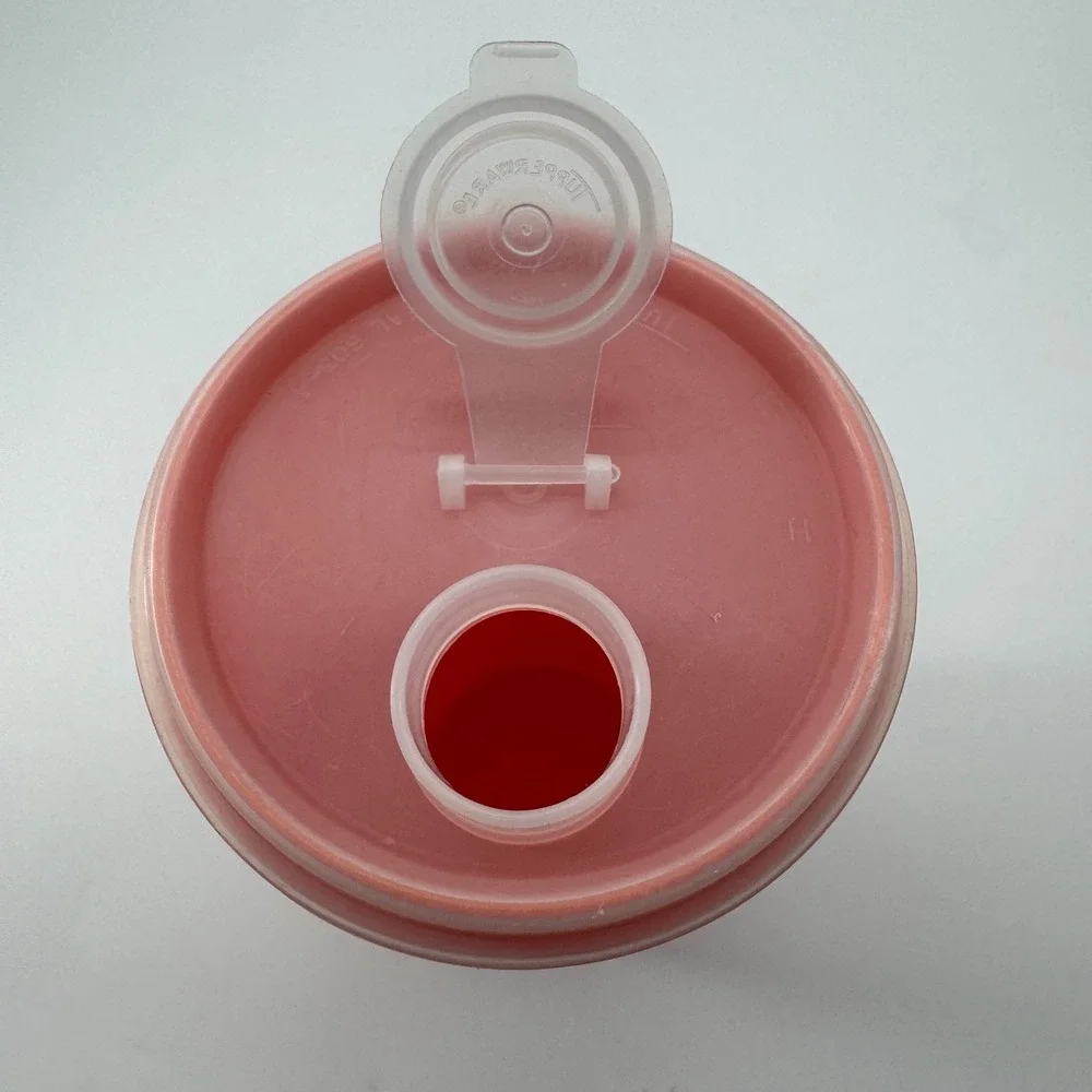 VTG Tupperware Orange Slimline Beverage Container 262-9 Clear Flip-Top Lid 603-4